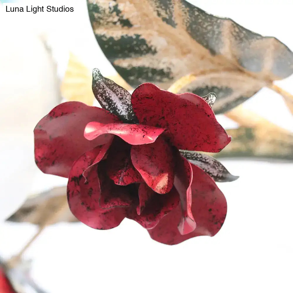 Brass Porcelain Floral Chandelier