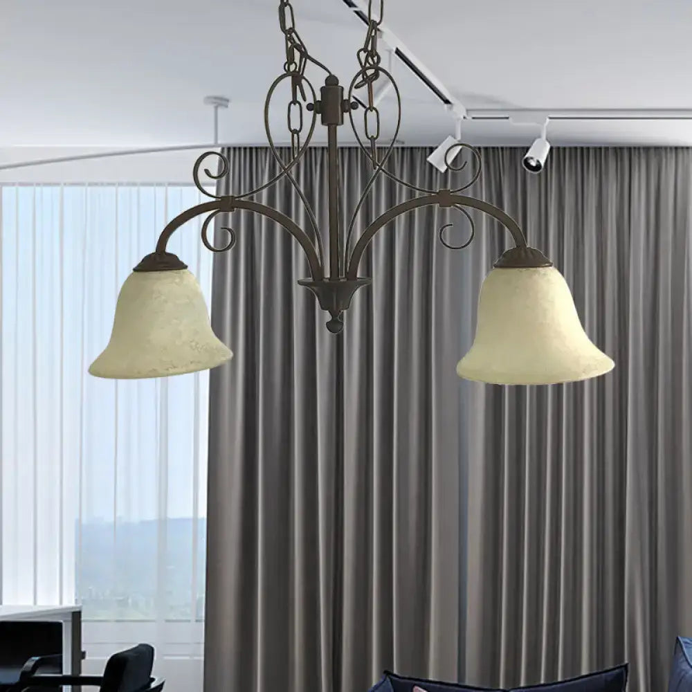 Bronze Glass Adjustable Height Pendant Light