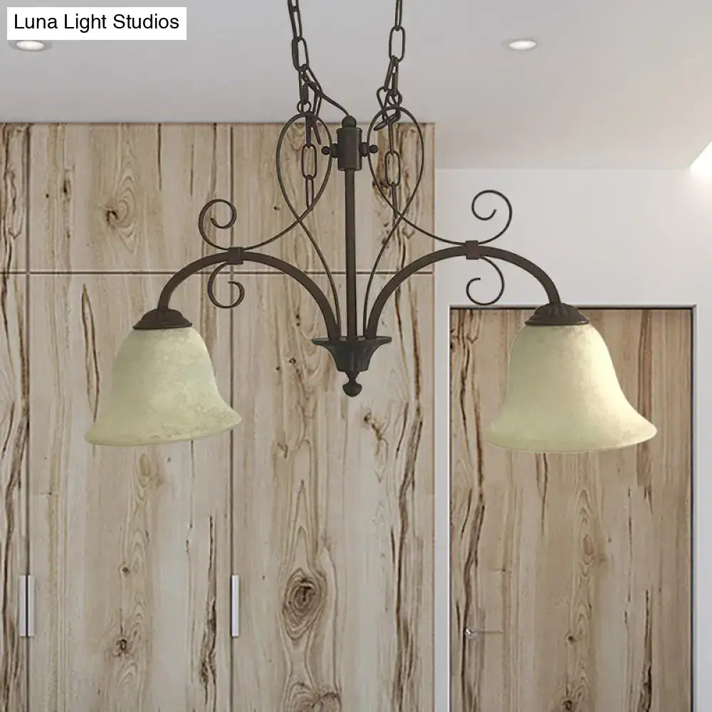 Bronze Glass Adjustable Height Pendant Light