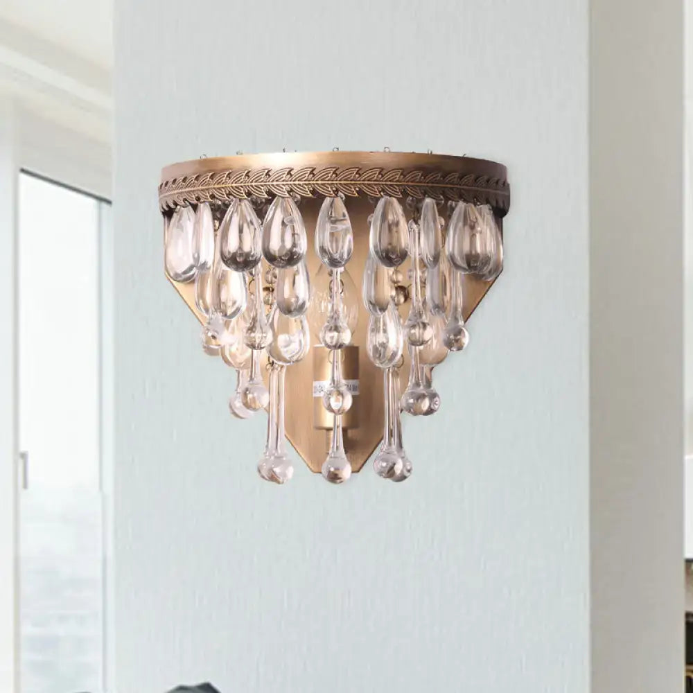 Bronze Crystal Teardrop Wall Sconce