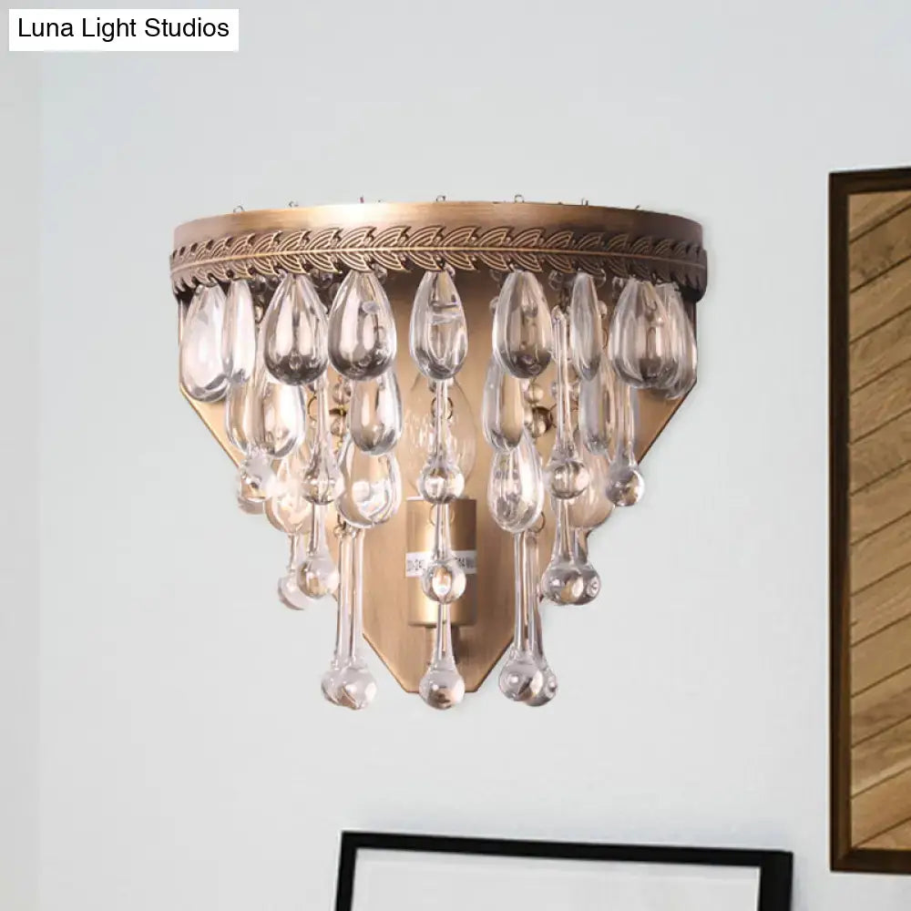 Bronze Crystal Teardrop Wall Sconce