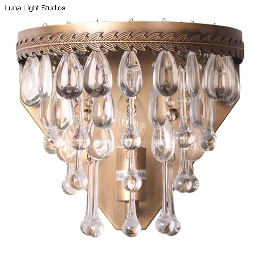 Bronze Crystal Teardrop Wall Sconce