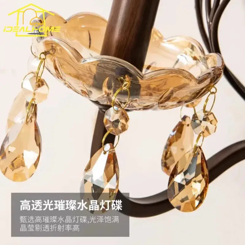Bronze Crystal Wall Lamp with Antique Candle Style