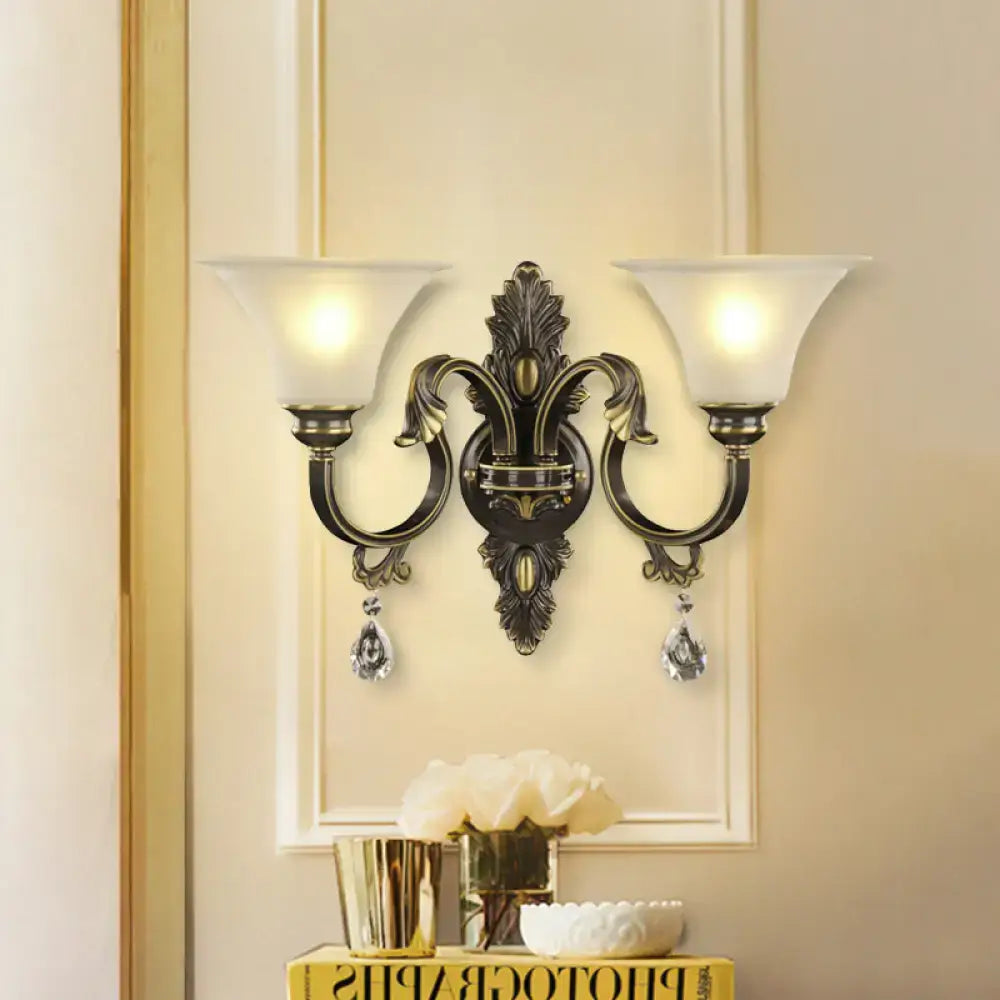 Bronze Crystal Warm Glow Wall Sconce