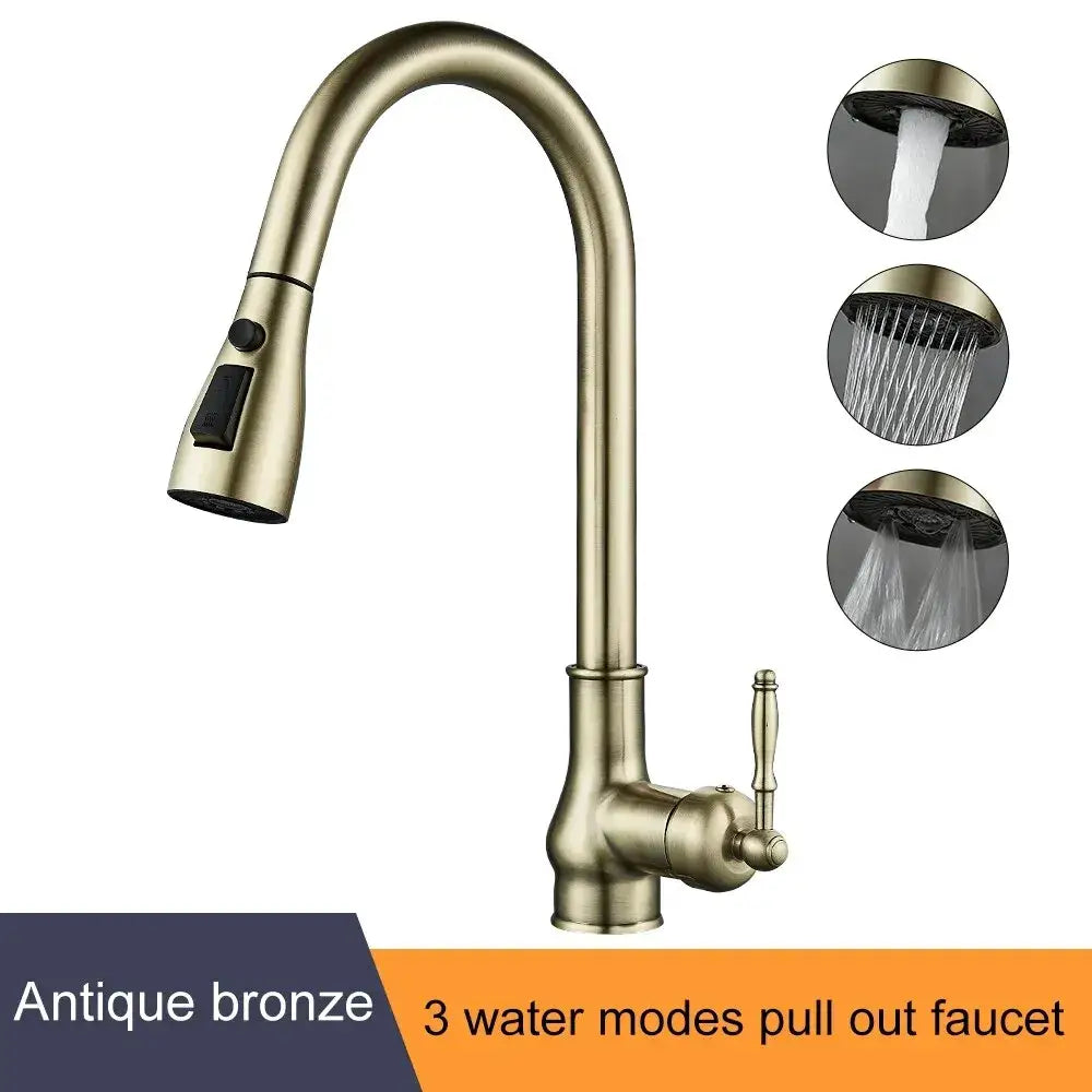 Bronze Pull-Down Kitchen Faucet