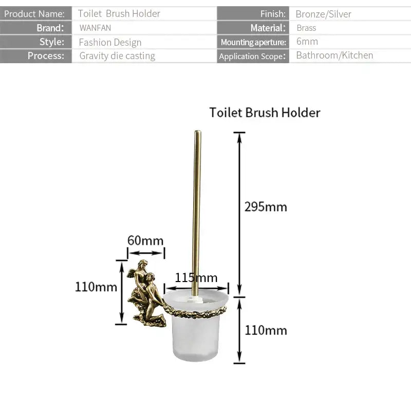 Gold Cherub Toilet Brush Set