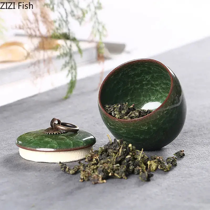Green Crackle Tea Caddy