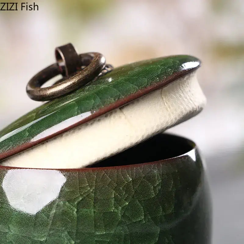 Green Crackle Tea Caddy