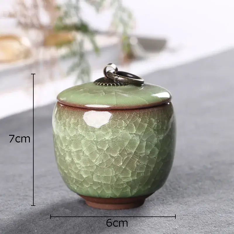 Green Crackle Tea Caddy