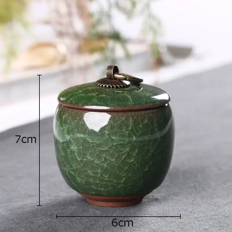 Green Crackle Tea Caddy