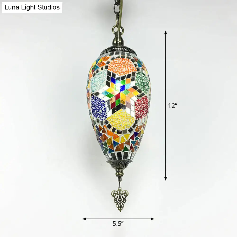 Bronze Glass Teardrop Three-Light Pendant
