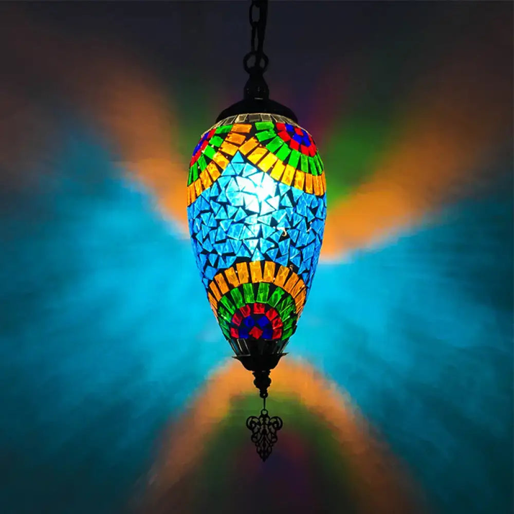 Bronze Glass Teardrop Three-Light Pendant