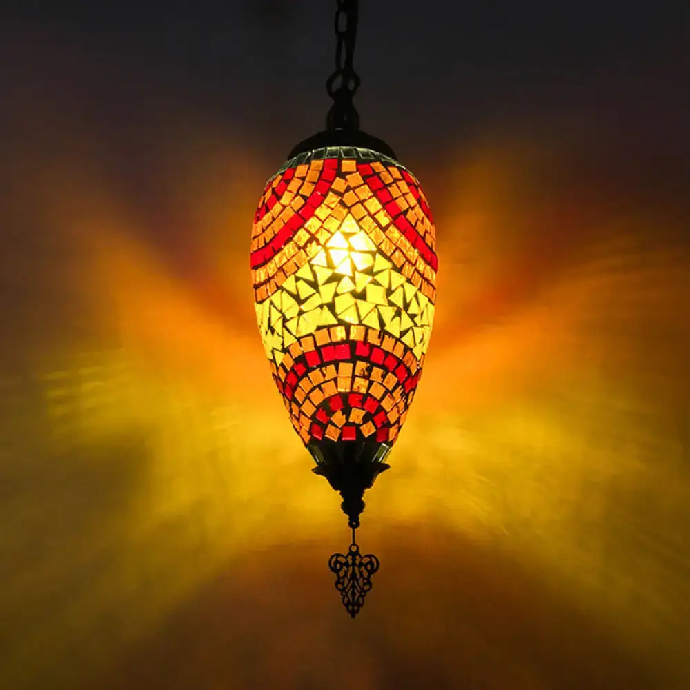 Bronze Glass Teardrop Three-Light Pendant