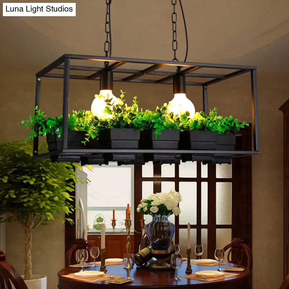 Antiqued Metal Planter Lamp