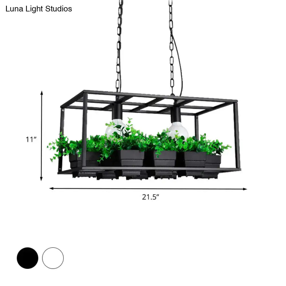 Antiqued Metal Planter Lamp