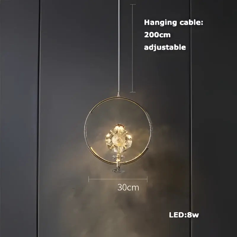 Brass Crystal LED Chandelier Polished Steel