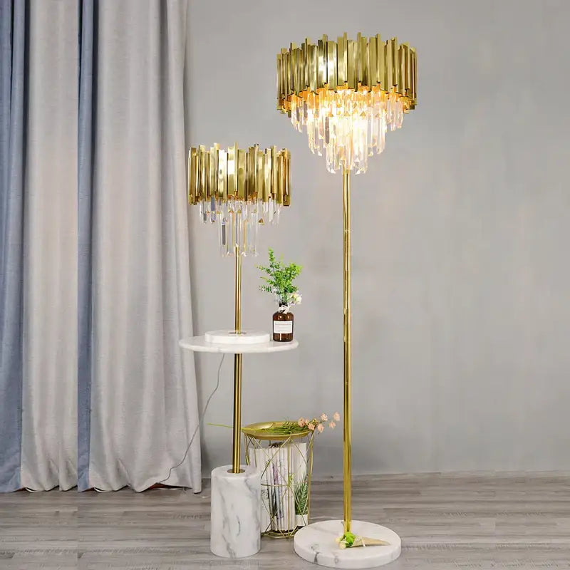 Gold Crystal Marble Floor Lamp
