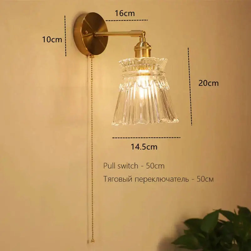 Wall Lamp Art Deco Brass Bedroom Sconce