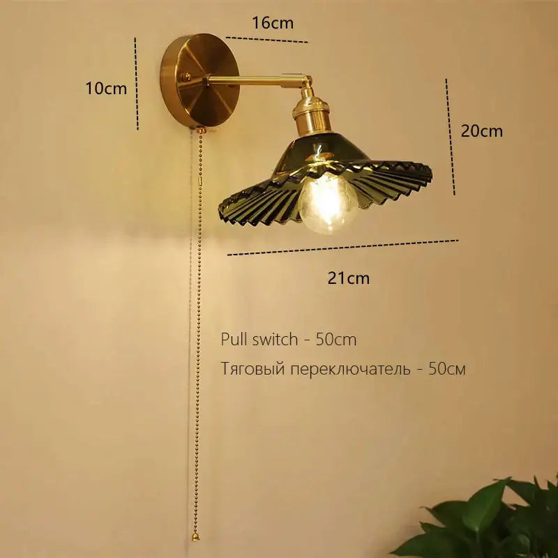 Wall Lamp Art Deco Brass Bedroom Sconce