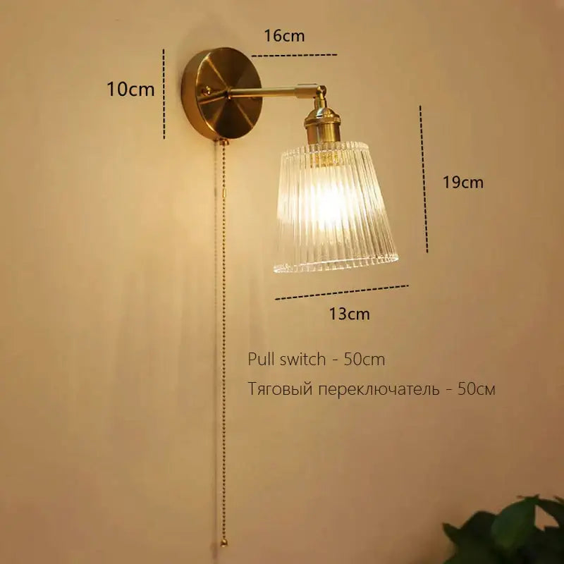 Wall Lamp Art Deco Brass Bedroom Sconce