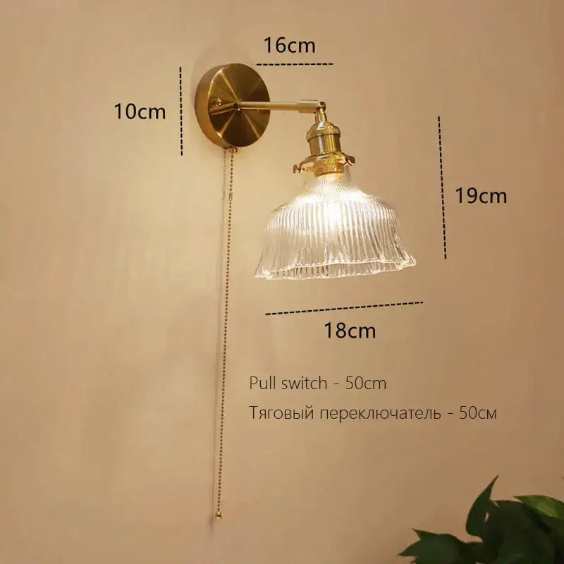 Wall Lamp Art Deco Brass Bedroom Sconce