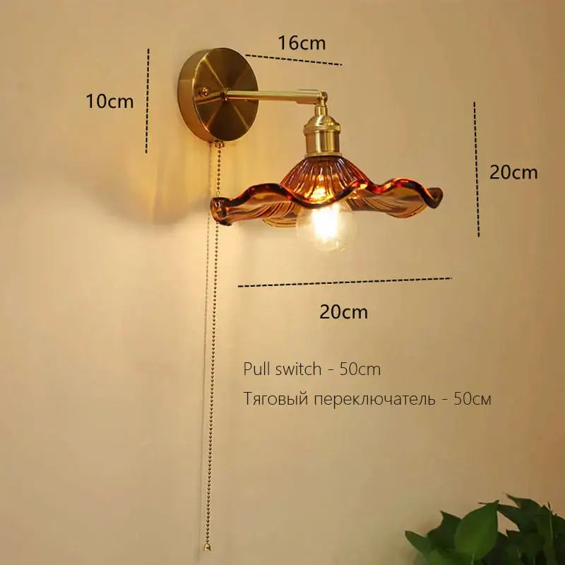 Wall Lamp Art Deco Brass Bedroom Sconce