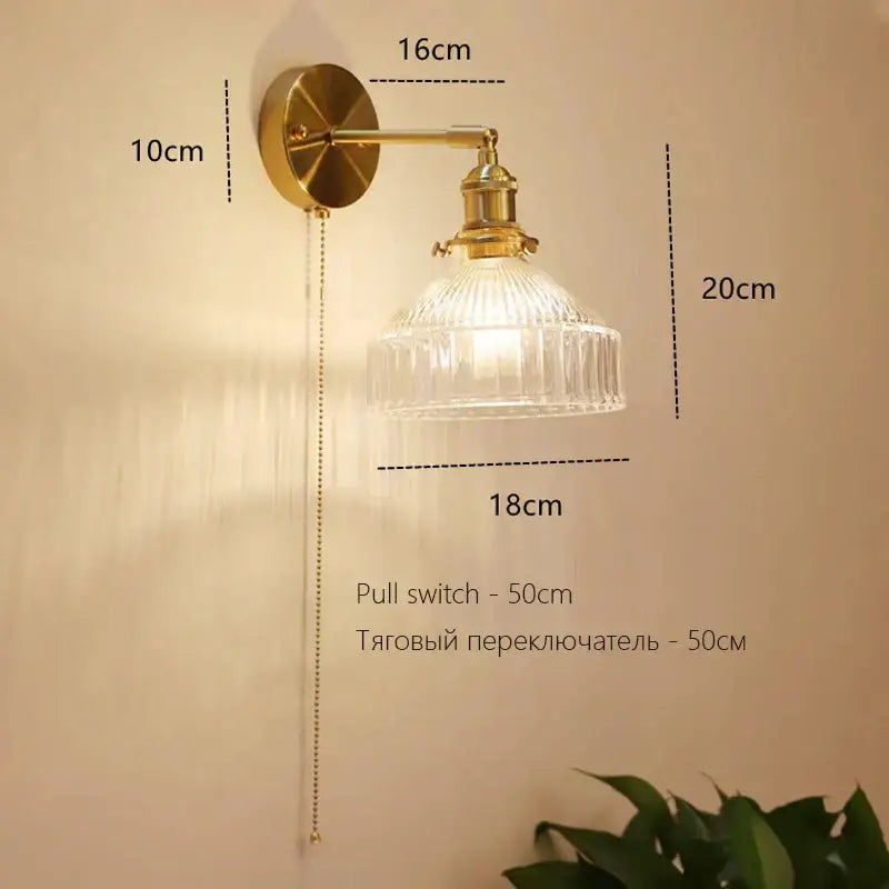 Wall Lamp Art Deco Brass Bedroom Sconce
