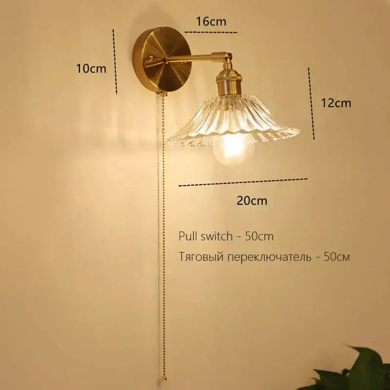 Wall Lamp Art Deco Brass Bedroom Sconce