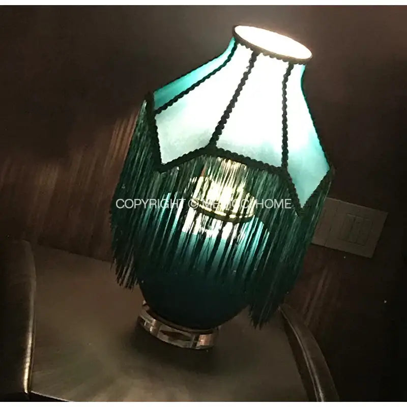 Green Velvet Art Deco Lampshade