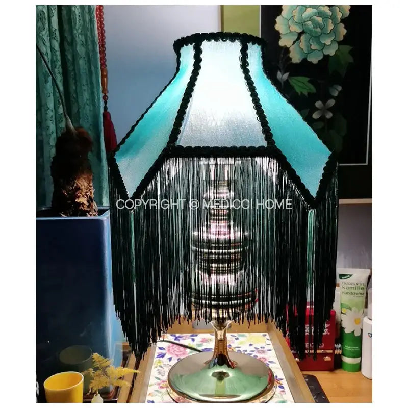 Green Velvet Art Deco Lampshade