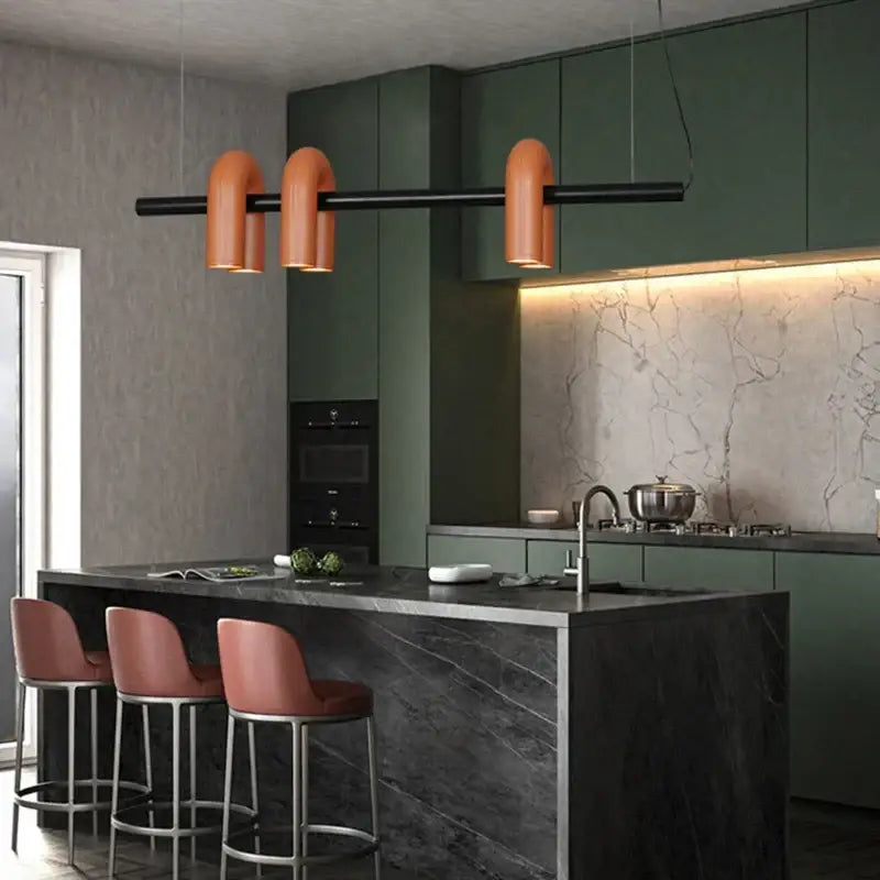 Teal Art Deco Pendant Light