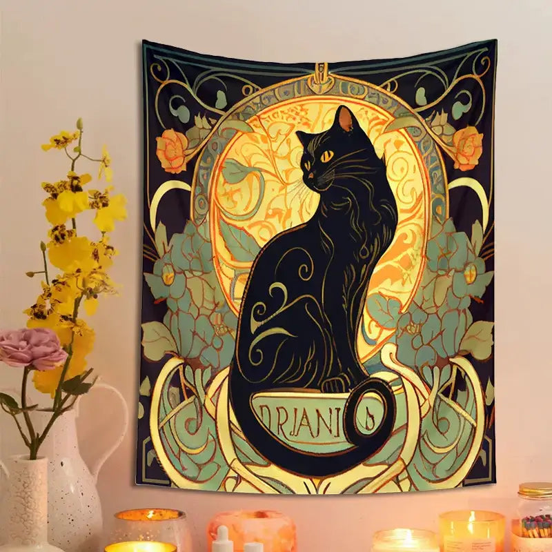 Art Nouveau Cat Tapestry