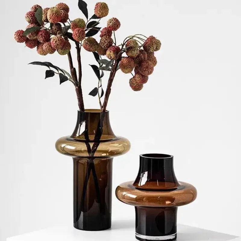 Amber Glass Bulbous Vase