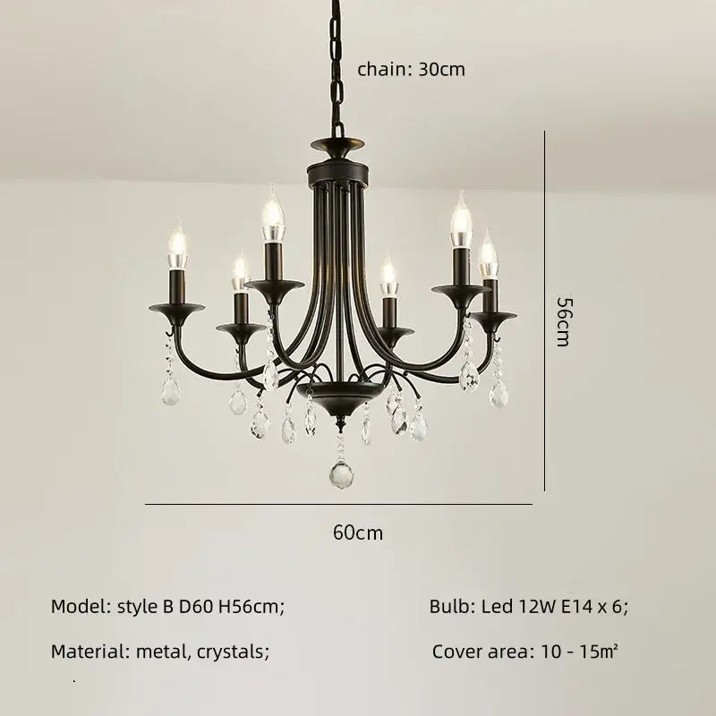Black Crystal Metal Chandelier