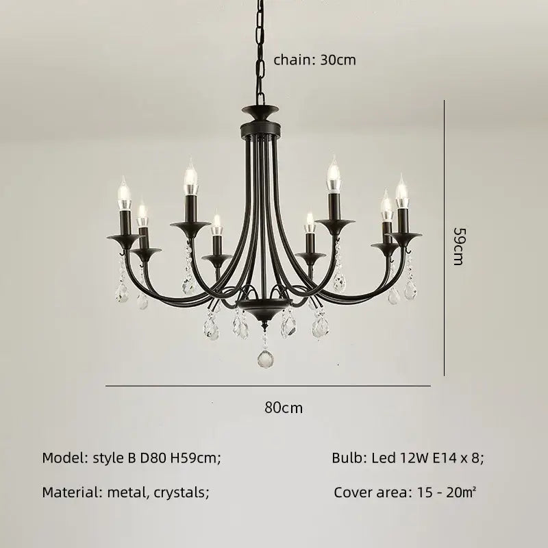 Black Crystal Metal Chandelier