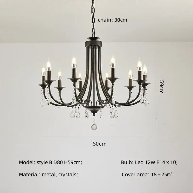Black Crystal Metal Chandelier