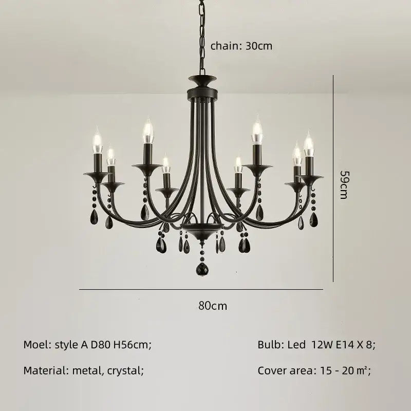 Black Crystal Metal Chandelier