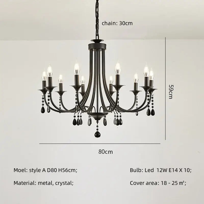 Black Crystal Metal Chandelier