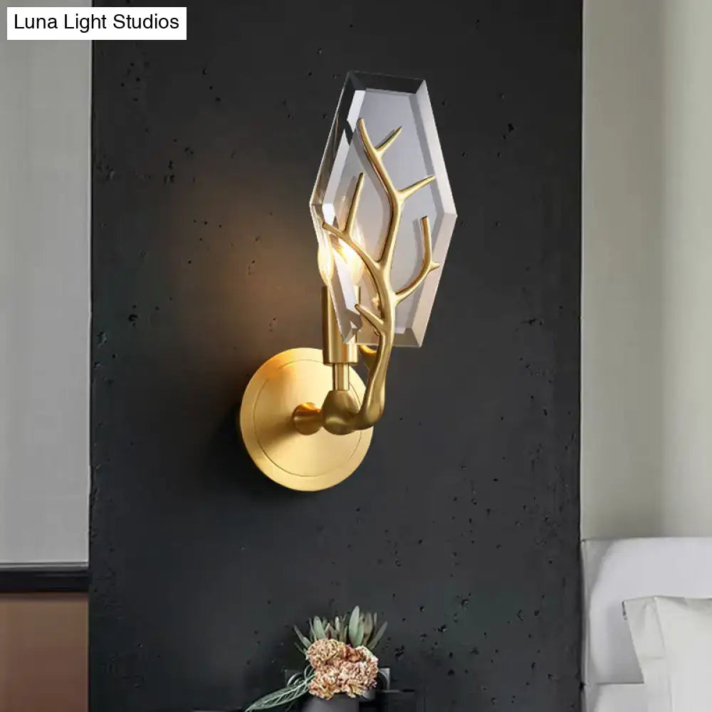 Gold Antler Crystal Lamp
