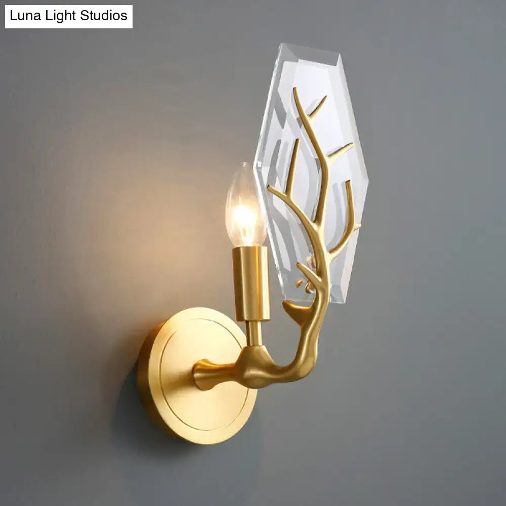 Gold Antler Crystal Lamp