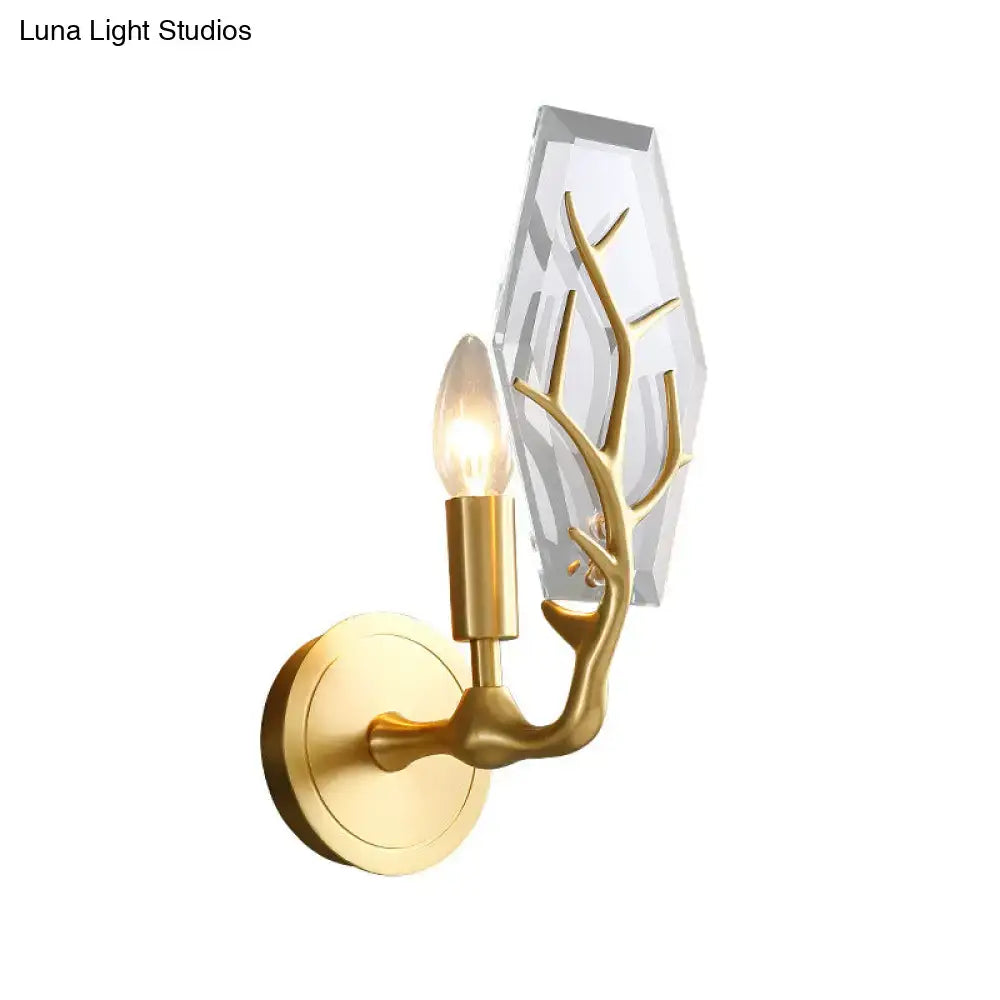 Gold Antler Crystal Lamp