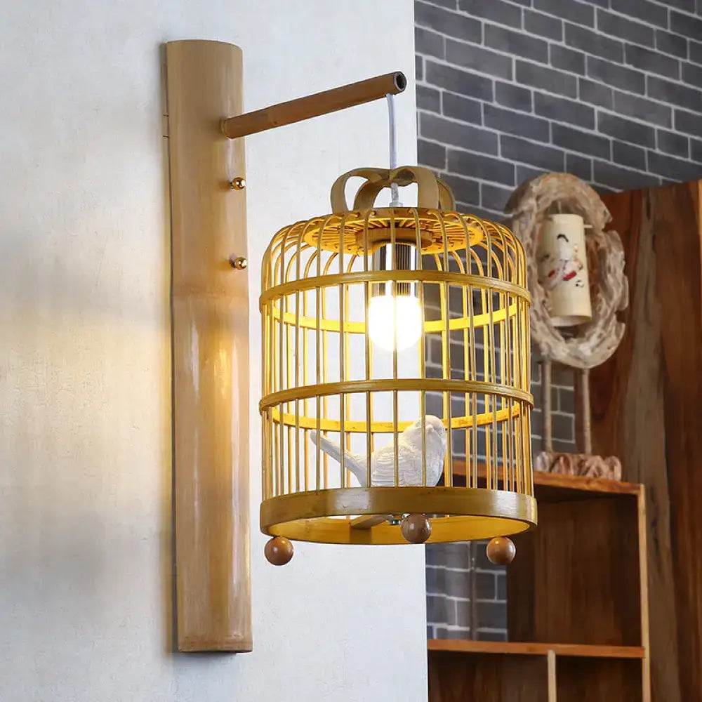 Wood Cage Design Wall Sconce Bedroom Lamp