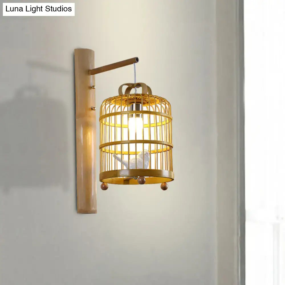 Wood Cage Design Wall Sconce Bedroom Lamp