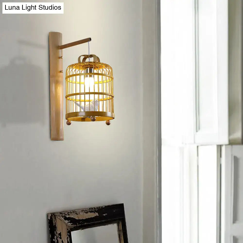 Wood Cage Design Wall Sconce Bedroom Lamp