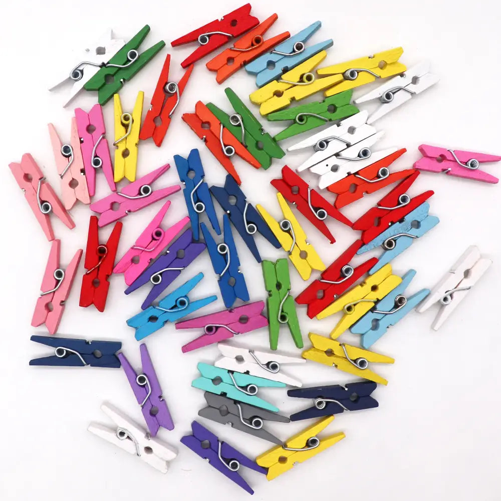 Colorful Wooden Photo Clips