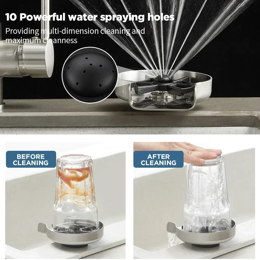 Black Automatic Glass Rinser For Home Bar