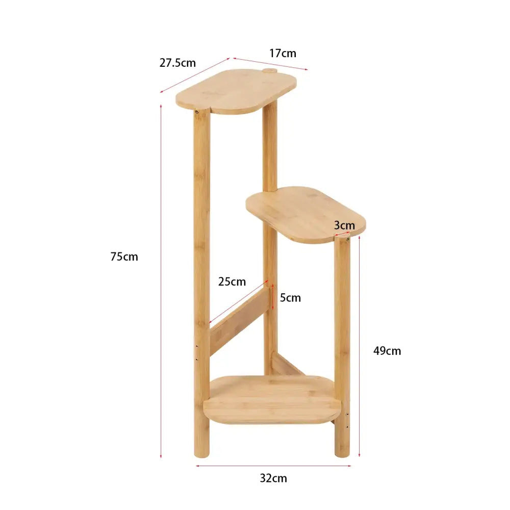 Bamboo Tiered Corner Plant Stand Three Tiers