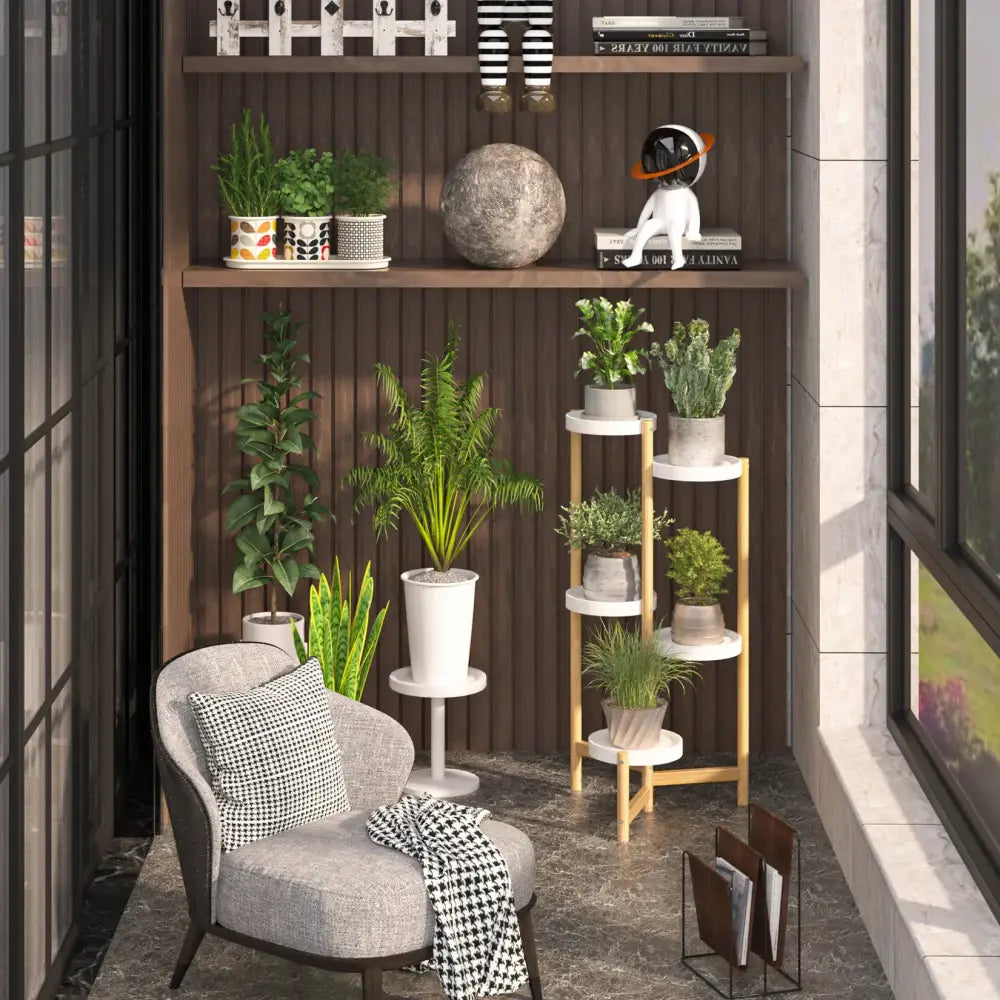 White Gold Tiered Plant Stand