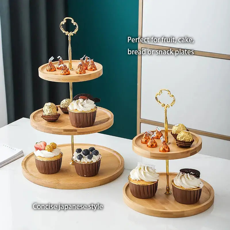 Bamboo Three-Tier Cake Stand