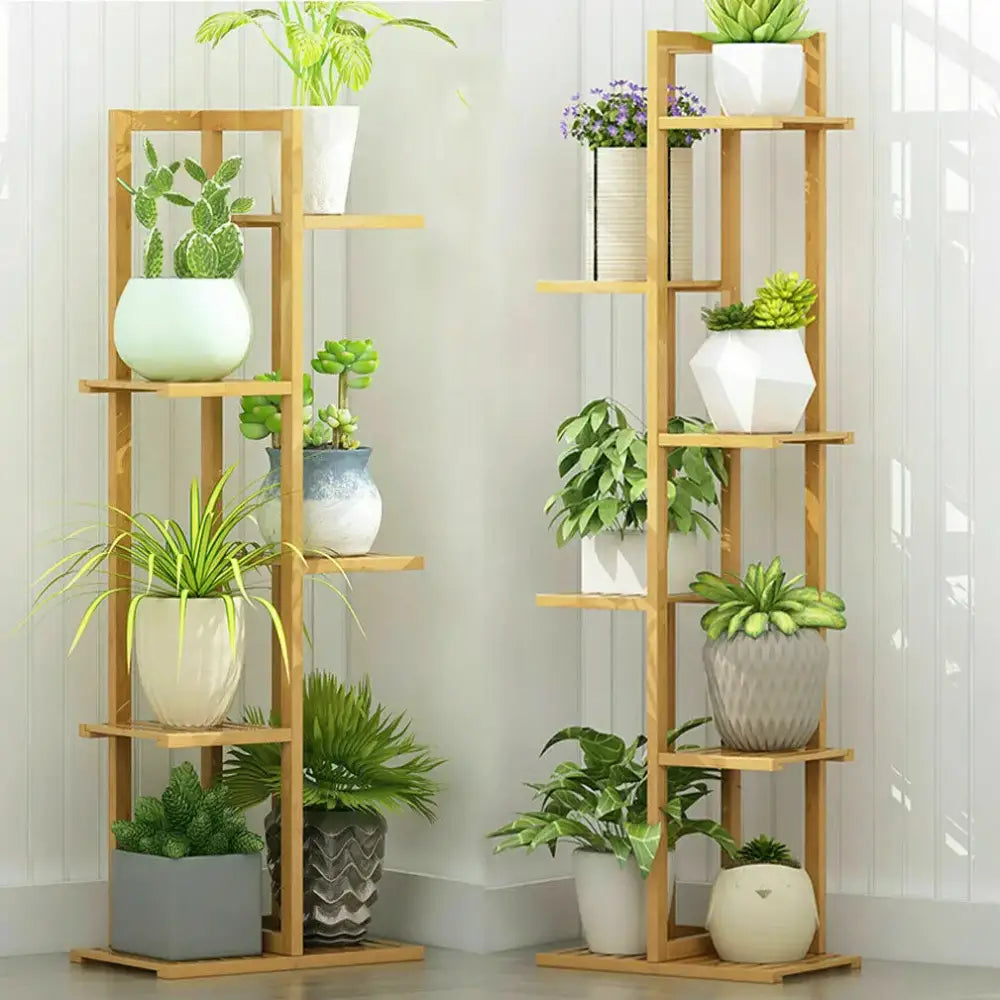 Bamboo Multi-Tier Plant Shelf